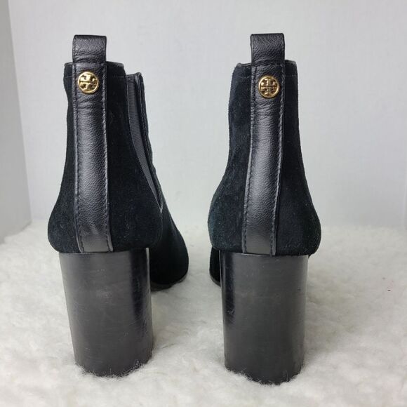 Tory Burch Women's Boot Size 8.5  Black Suede Heeled Chelsea Shoes - Picture 3 of 8